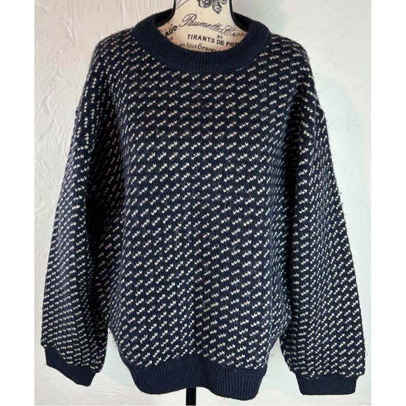 L.L.Bean Vintage 80s Men’s Wool Norwegian Birdseye Fisherman Sweater, size Large - Picture 8 of 11